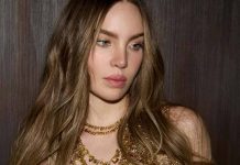 Belinda deslumbra con un look dorado con cristales en “Swarovski Masters of Light” en Los Ángeles Belinda
